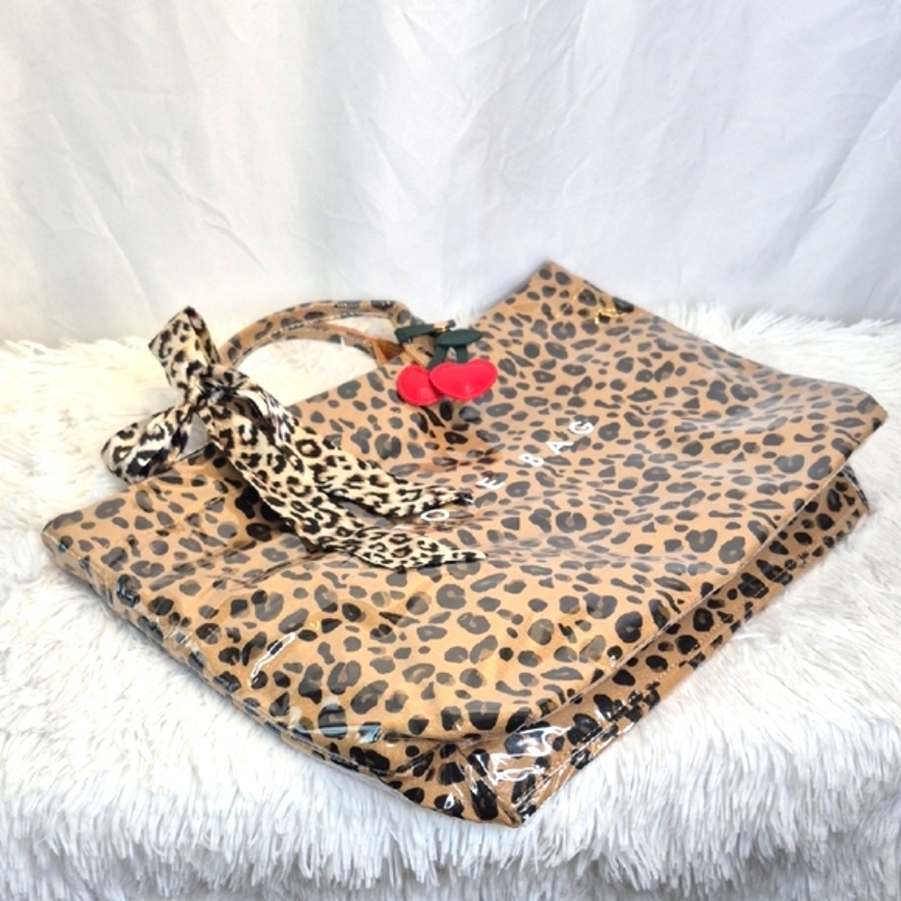 Leopard Print Tote Bag with Bow Accent - Picture 13 of 17